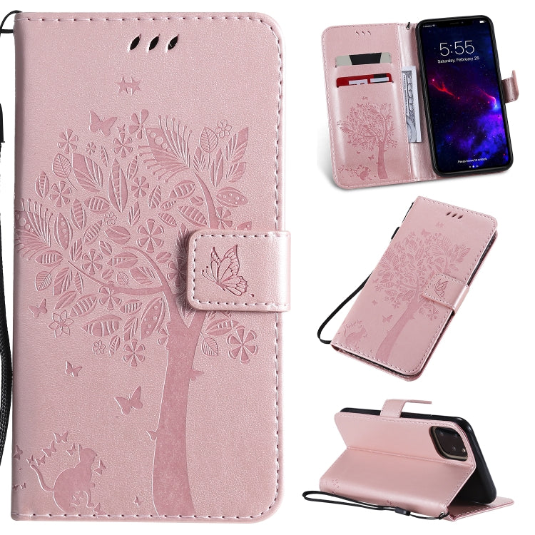 Tree & Cat Pattern Pressed Printing Horizontal Flip PU Leather Case with Holder & Card Slots & Wallet & Lanyard, Series 1 My Store