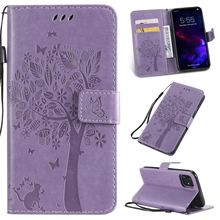 Tree & Cat Pattern Pressed Printing Horizontal Flip PU Leather Case with Holder & Card Slots & Wallet & Lanyard, Series 1 My Store