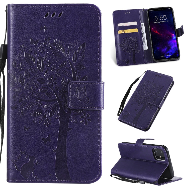 Tree & Cat Pattern Pressed Printing Horizontal Flip PU Leather Case with Holder & Card Slots & Wallet & Lanyard, Series 1 My Store