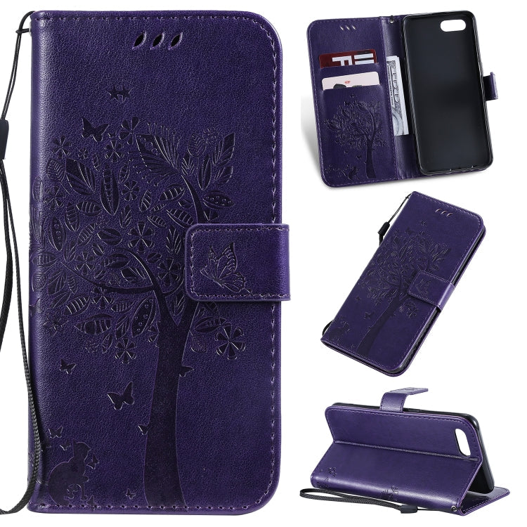 Tree & Cat Pattern Pressed Printing Horizontal Flip PU Leather Case with Holder & Card Slots & Wallet & Lanyard, Series 1 My Store