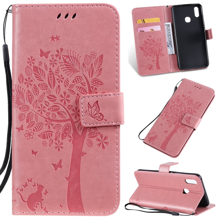 Tree & Cat Pattern Pressed Printing Horizontal Flip PU Leather Case with Holder & Card Slots & Wallet & Lanyard, Series 4 My Store