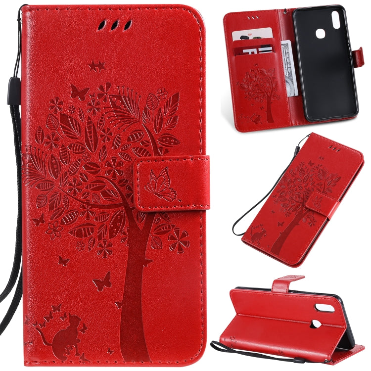 Tree & Cat Pattern Pressed Printing Horizontal Flip PU Leather Case with Holder & Card Slots & Wallet & Lanyard, Series 4 My Store