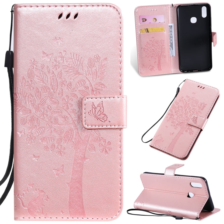 Tree & Cat Pattern Pressed Printing Horizontal Flip PU Leather Case with Holder & Card Slots & Wallet & Lanyard, Series 4 My Store