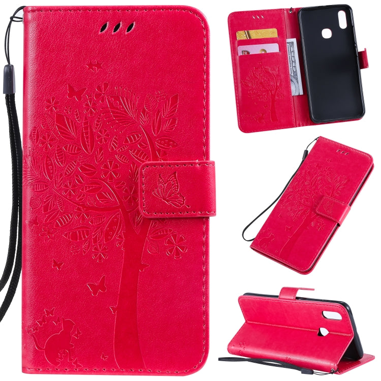 Tree & Cat Pattern Pressed Printing Horizontal Flip PU Leather Case with Holder & Card Slots & Wallet & Lanyard, Series 4 My Store