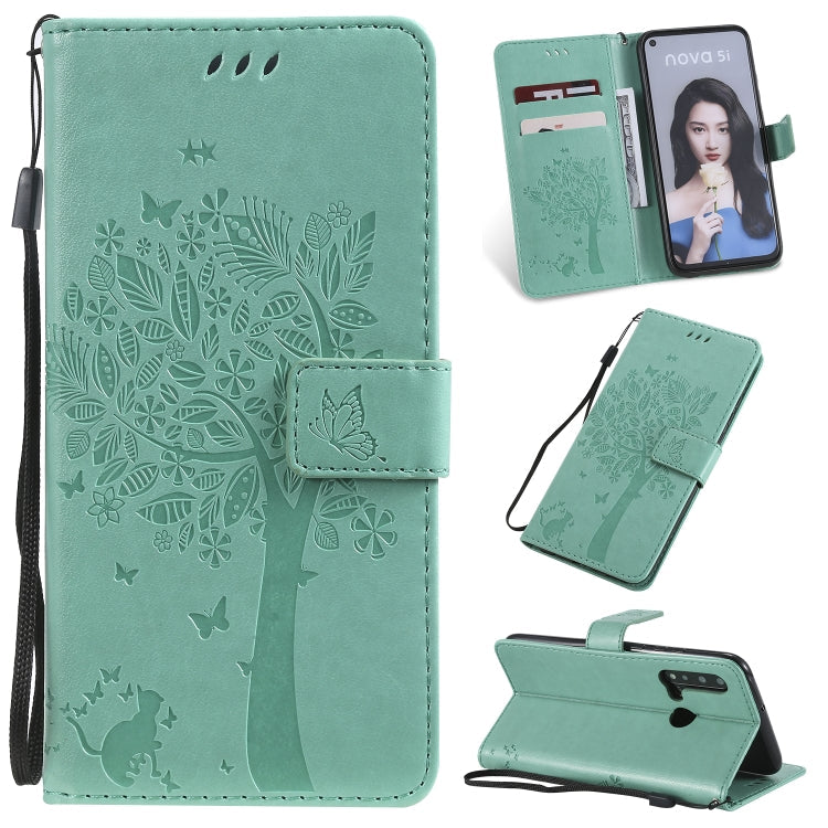 Tree & Cat Pattern Pressed Printing Horizontal Flip PU Leather Case with Holder & Card Slots & Wallet & Lanyard, Series 1 My Store