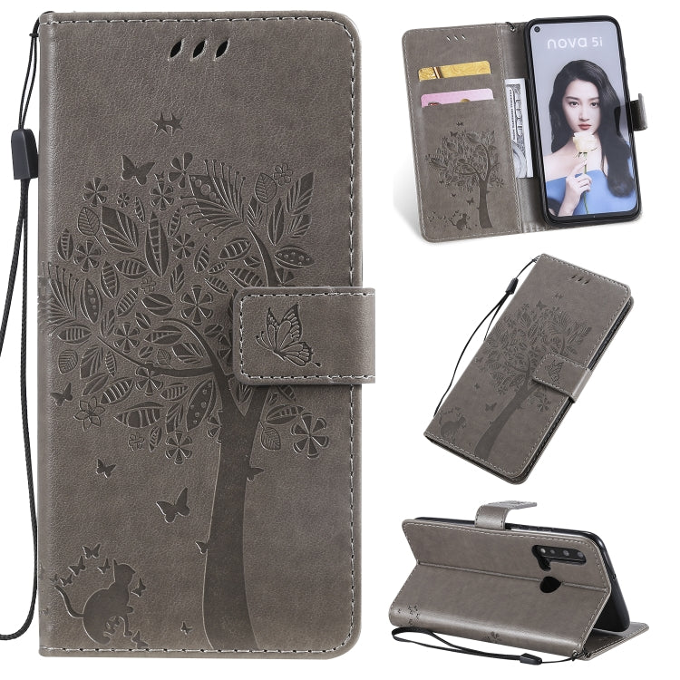 Tree & Cat Pattern Pressed Printing Horizontal Flip PU Leather Case with Holder & Card Slots & Wallet & Lanyard, Series 1 My Store