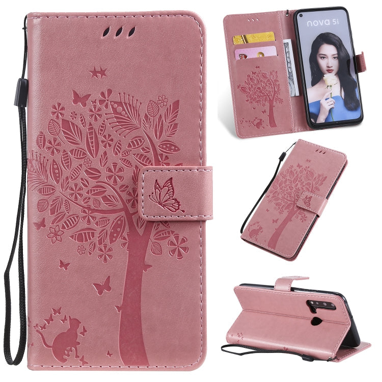 Tree & Cat Pattern Pressed Printing Horizontal Flip PU Leather Case with Holder & Card Slots & Wallet & Lanyard, Series 1 My Store