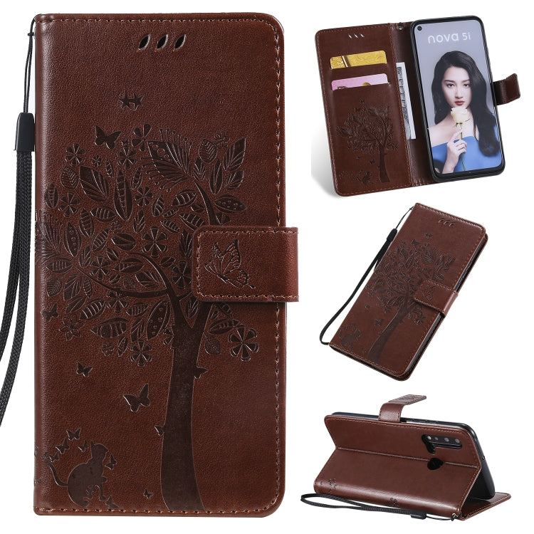 Tree & Cat Pattern Pressed Printing Horizontal Flip PU Leather Case with Holder & Card Slots & Wallet & Lanyard, Series 1 My Store