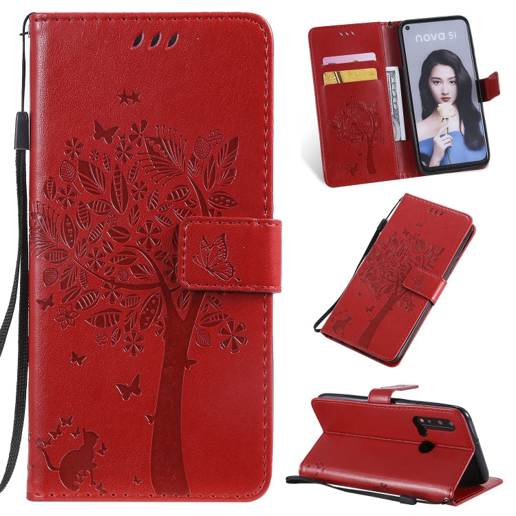 Tree & Cat Pattern Pressed Printing Horizontal Flip PU Leather Case with Holder & Card Slots & Wallet & Lanyard, Series 1 My Store