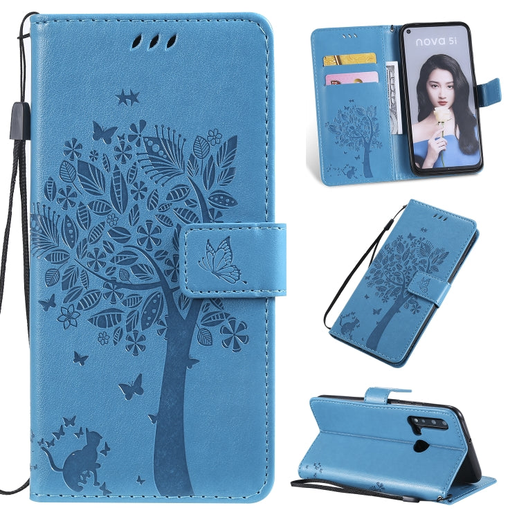 Tree & Cat Pattern Pressed Printing Horizontal Flip PU Leather Case with Holder & Card Slots & Wallet & Lanyard, Series 1 My Store