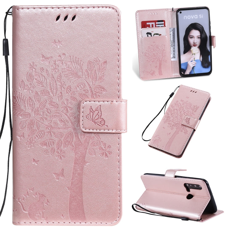 Tree & Cat Pattern Pressed Printing Horizontal Flip PU Leather Case with Holder & Card Slots & Wallet & Lanyard, Series 1 My Store