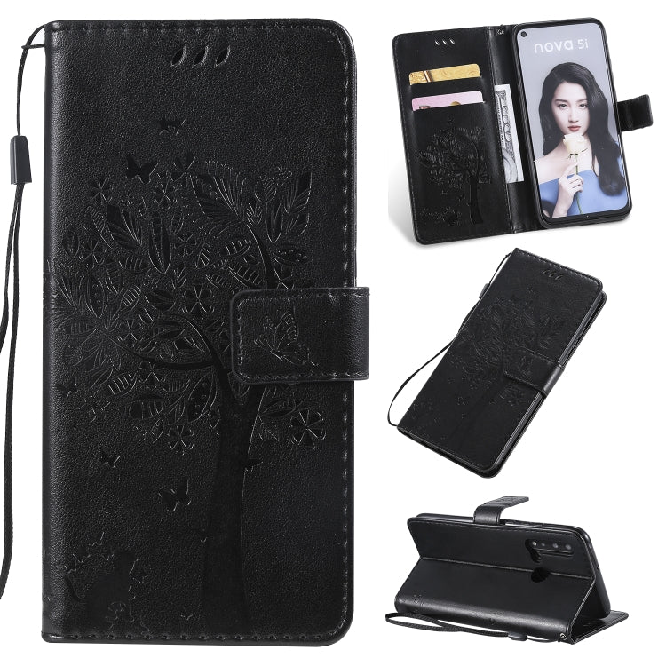 Tree & Cat Pattern Pressed Printing Horizontal Flip PU Leather Case with Holder & Card Slots & Wallet & Lanyard, Series 1 My Store