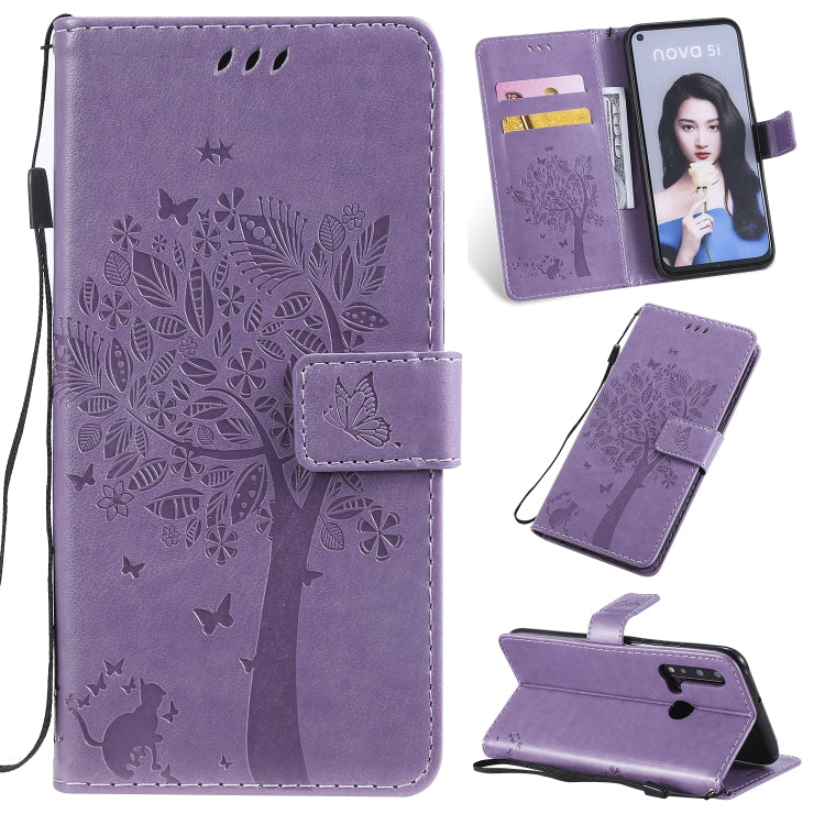 Tree & Cat Pattern Pressed Printing Horizontal Flip PU Leather Case with Holder & Card Slots & Wallet & Lanyard, Series 1 My Store