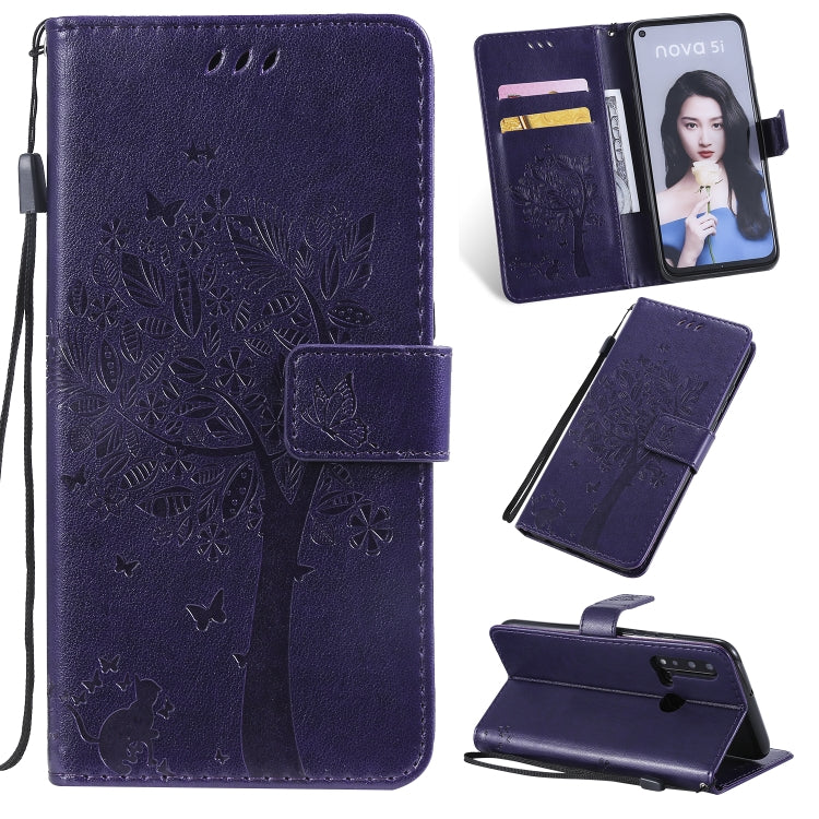 Tree & Cat Pattern Pressed Printing Horizontal Flip PU Leather Case with Holder & Card Slots & Wallet & Lanyard, Series 1 My Store