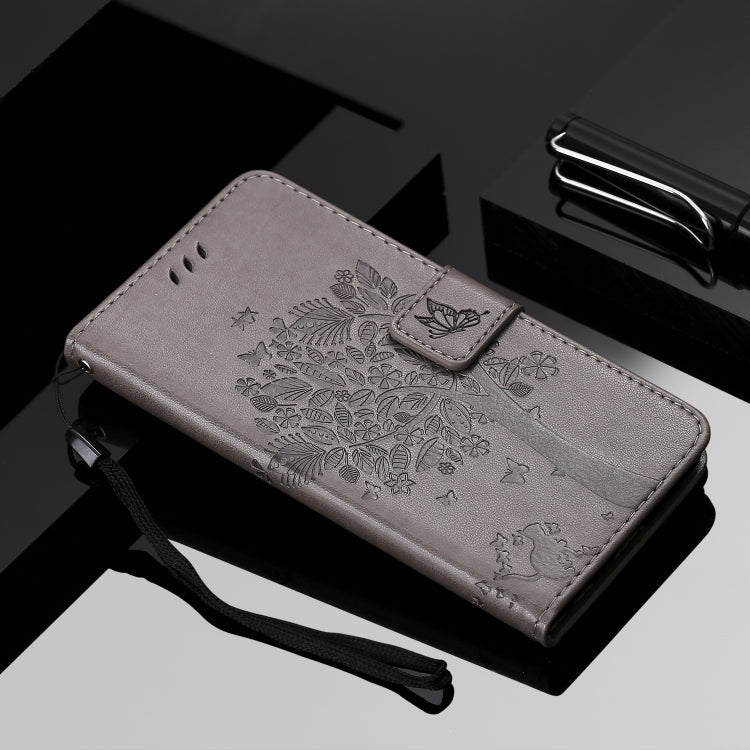 Tree & Cat Pattern Pressed Printing Horizontal Flip PU Leather Case with Holder & Card Slots & Wallet & Lanyard, Series 3