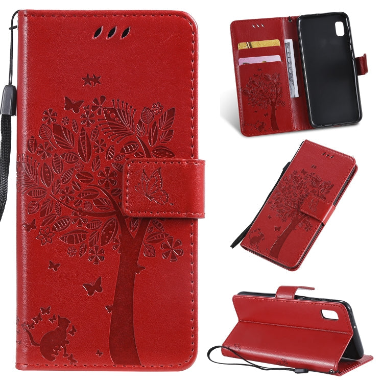 Tree & Cat Pattern Pressed Printing Horizontal Flip PU Leather Case with Holder & Card Slots & Wallet & Lanyard, Series 6 My Store