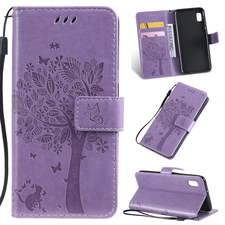 Tree & Cat Pattern Pressed Printing Horizontal Flip PU Leather Case with Holder & Card Slots & Wallet & Lanyard, Series 6 My Store