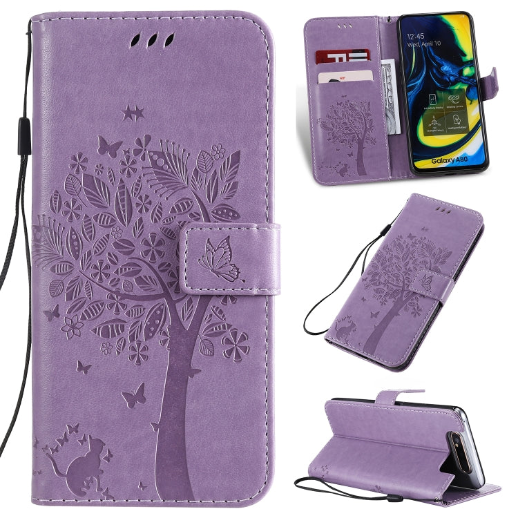 Tree & Cat Pattern Pressed Printing Horizontal Flip PU Leather Case with Holder & Card Slots & Wallet & Lanyard, Series 2 My Store