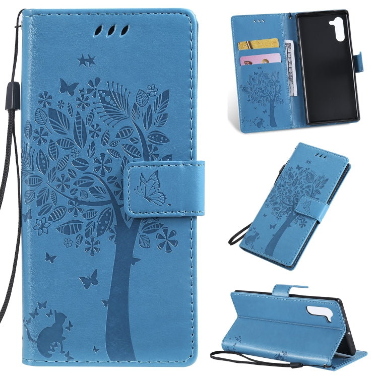 Tree & Cat Pattern Pressed Printing Horizontal Flip PU Leather Case with Holder & Card Slots & Wallet & Lanyard, Series 3