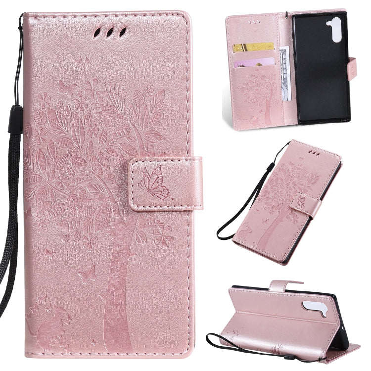 Tree & Cat Pattern Pressed Printing Horizontal Flip PU Leather Case with Holder & Card Slots & Wallet & Lanyard, Series 3