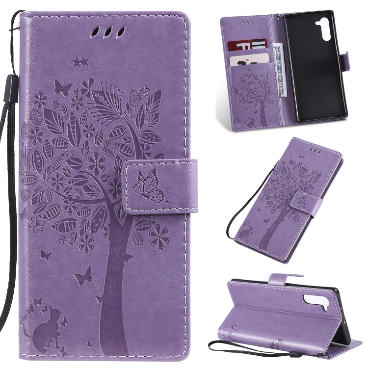 Tree & Cat Pattern Pressed Printing Horizontal Flip PU Leather Case with Holder & Card Slots & Wallet & Lanyard, Series 3