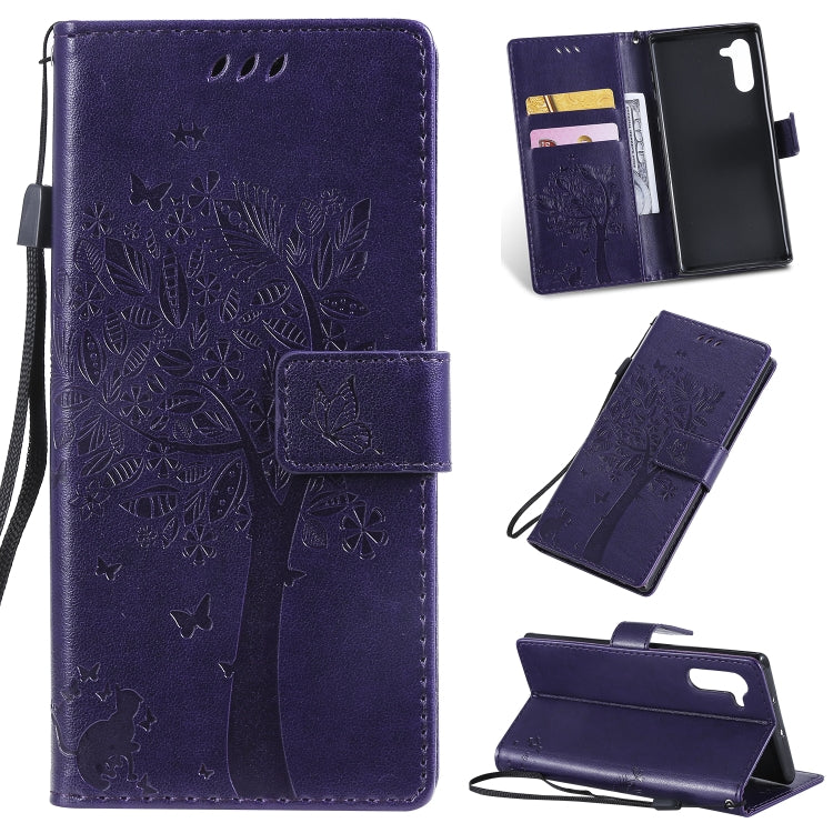 Tree & Cat Pattern Pressed Printing Horizontal Flip PU Leather Case with Holder & Card Slots & Wallet & Lanyard, Series 3