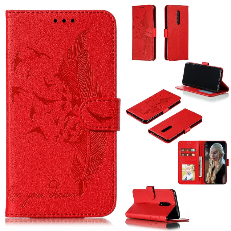 Feather Pattern Litchi Texture Horizontal Flip Leather Case with Wallet & Holder & Card Slots My Store