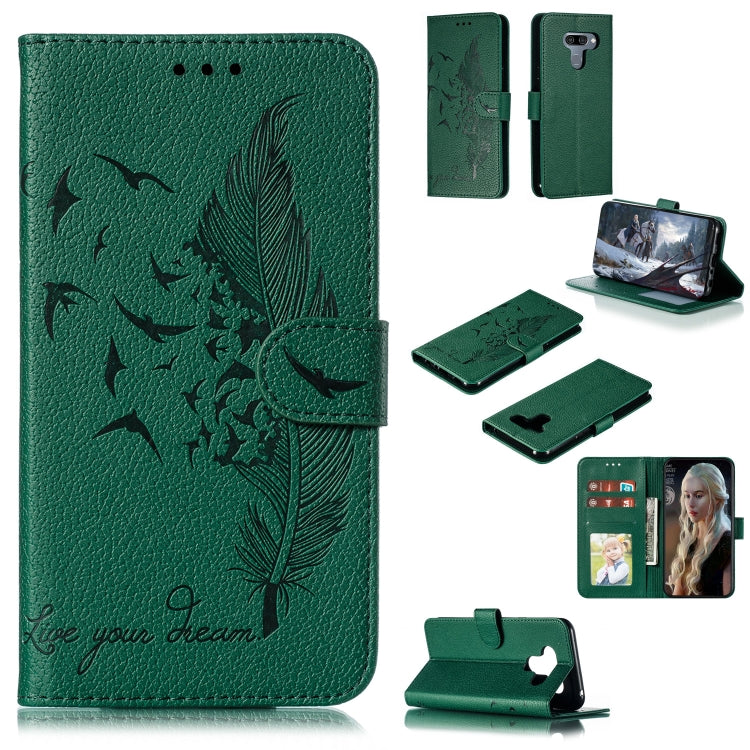 Feather Pattern Litchi Texture Horizontal Flip Leather Case with Wallet & Holder & Card Slots My Store