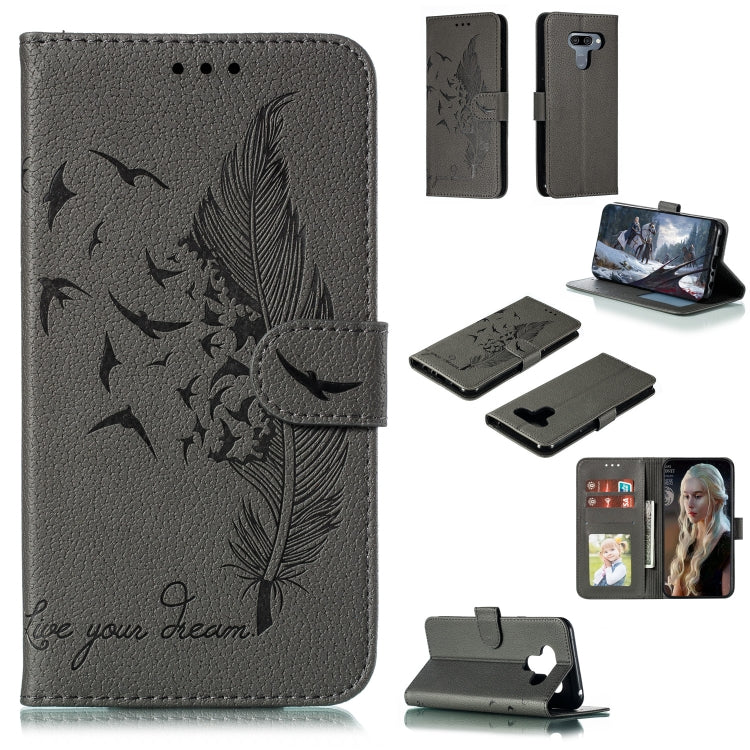 Feather Pattern Litchi Texture Horizontal Flip Leather Case with Wallet & Holder & Card Slots My Store