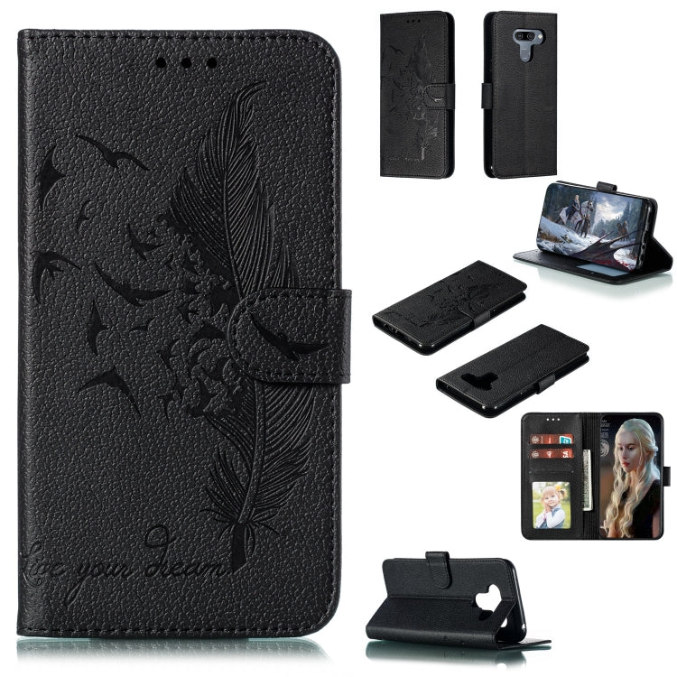 Feather Pattern Litchi Texture Horizontal Flip Leather Case with Wallet & Holder & Card Slots My Store