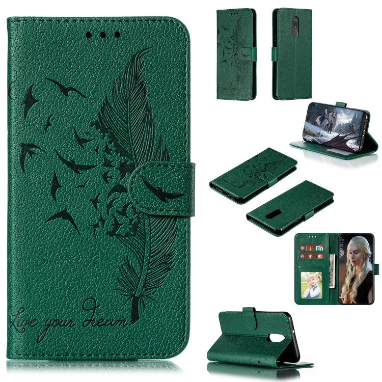 Feather Pattern Litchi Texture Horizontal Flip Leather Case with Wallet & Holder & Card Slots My Store