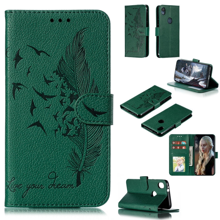 Feather Pattern Litchi Texture Horizontal Flip Leather Case with Wallet & Holder & Card Slots My Store