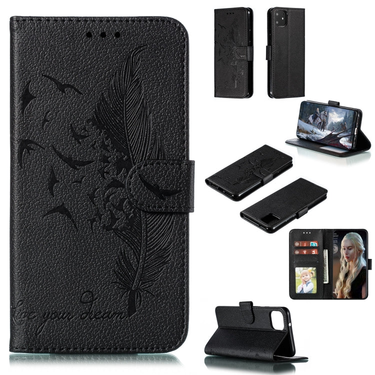 Feather Pattern Litchi Texture Horizontal Flip Leather Case with Wallet & Holder & Card Slots My Store