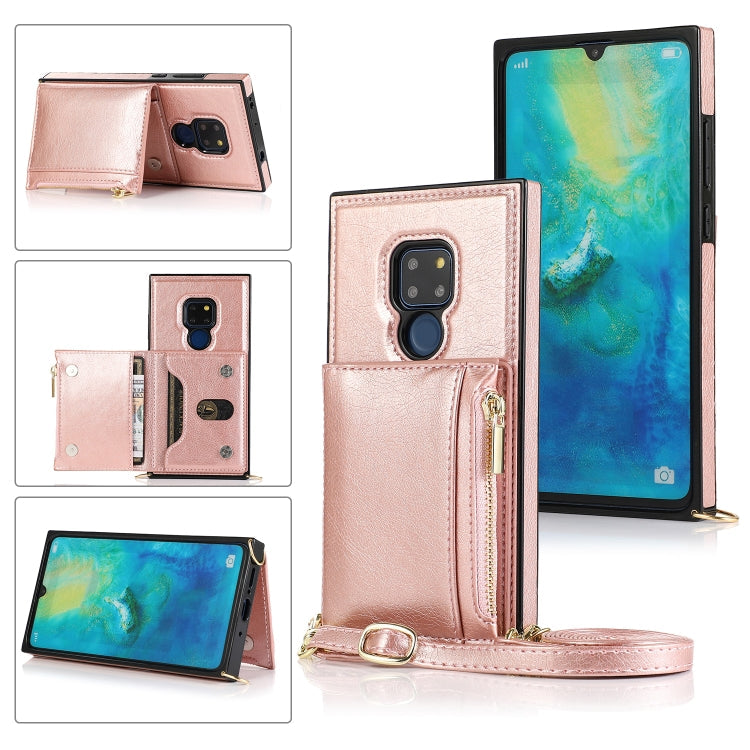 Square Zipper Wallet Bag TPU+PU Back Cover Case with Holder & Card Slots & Wallet & Cross-body Strap