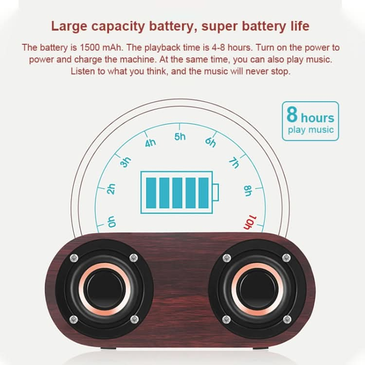 Q8 Bluetooth 4.2 Classic Wooden Double Horns Bluetooth Speaker