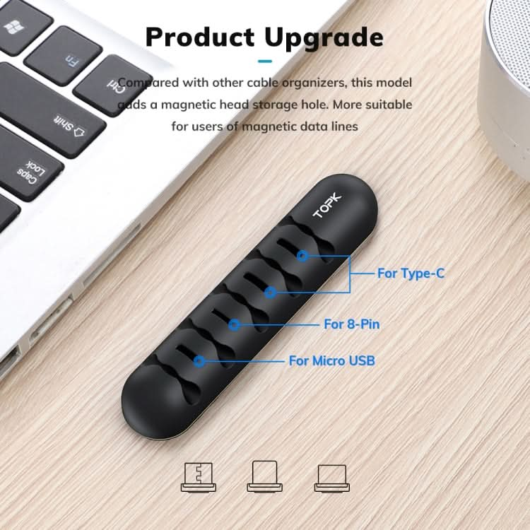 TOPK L35 Desktop Cable Organizer Data Cable Earphone Storage Cable Fixer Magnetic Head Storage Cable Organizer