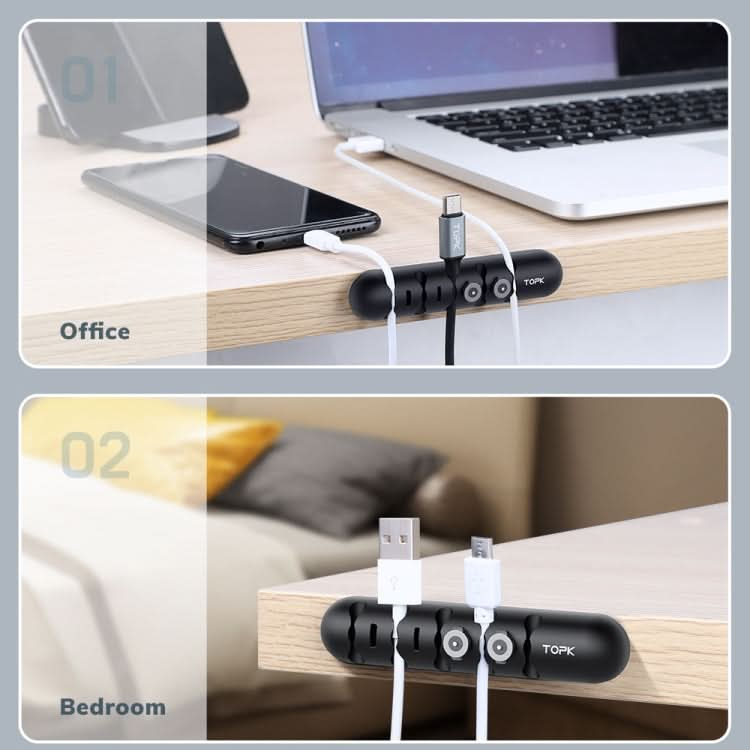 TOPK L35 Desktop Cable Organizer Data Cable Earphone Storage Cable Fixer Magnetic Head Storage Cable Organizer