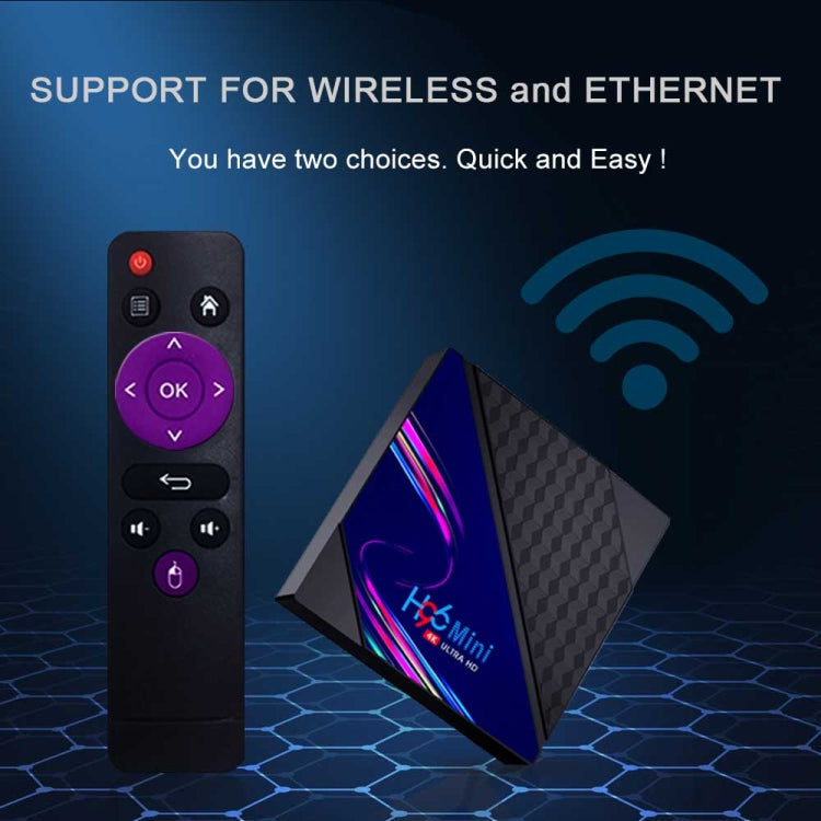 H96 Mini V8 4K Smart TV Box with Remote Control, Android 10.0, RK3228A Quad-core Cortex-A7, 1GB+8GB, Built-in TikTok, Support DLNA / HDMI / USBx2 / 2.4G WIFI