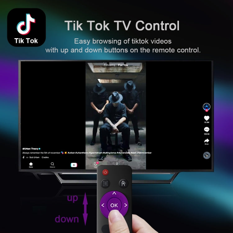 H96 Mini V8 4K Smart TV Box with Remote Control, Android 10.0, RK3228A Quad-core Cortex-A7, 1GB+8GB, Built-in TikTok, Support DLNA / HDMI / USBx2 / 2.4G WIFI