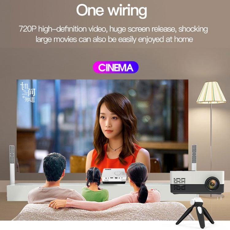 J15 1920 x 1080P HD Household Mini LED Projector with Tripod Mount Support AV / HDMI x 1 / USB x1 / TF x 1