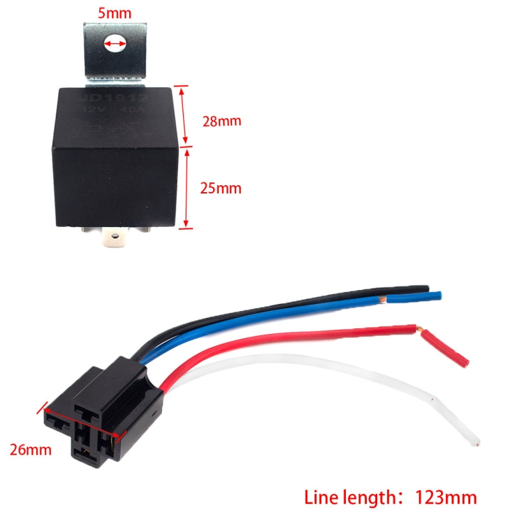 5 Pairs 12V Car Relay with Plum-shaped Waterproof Flame-retardant Socket