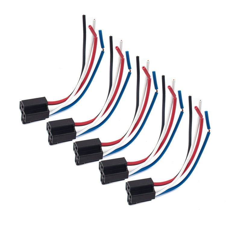 5 Pairs 12V Car Relay with Plum-shaped Waterproof Flame-retardant Socket