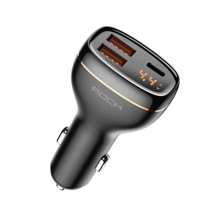 ROCK C301 60W Smart Digital Display Three Ports Car Charger