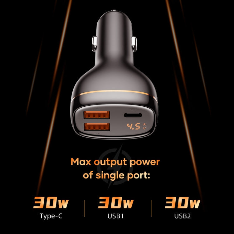 ROCK C301 60W Smart Digital Display Three Ports Car Charger