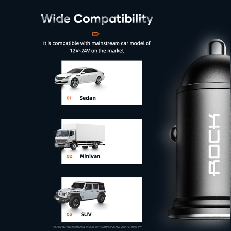 ROCK H11 4.8A 24W Mini Dual USB Car Charger ÎҵÄÉ̵ê