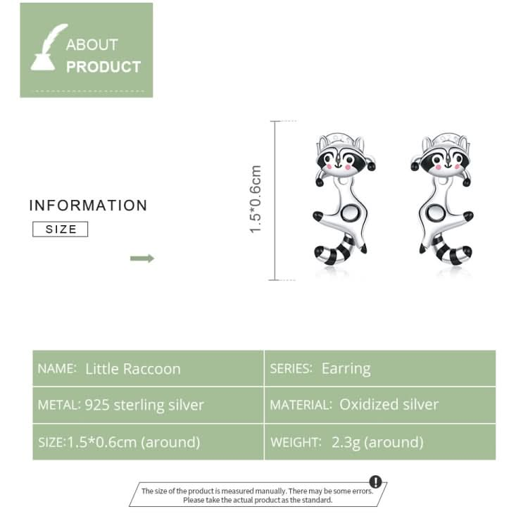 S925 Sterling Silver Raccoon Women Earrings Reluova