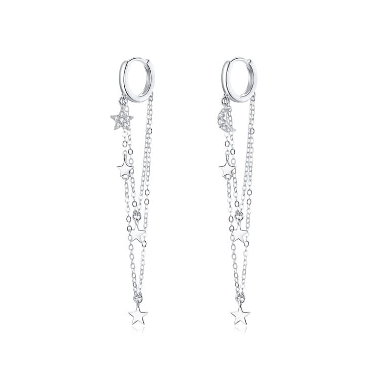 S925 Sterling Silver Star Moon Tassel Women Earrings Reluova