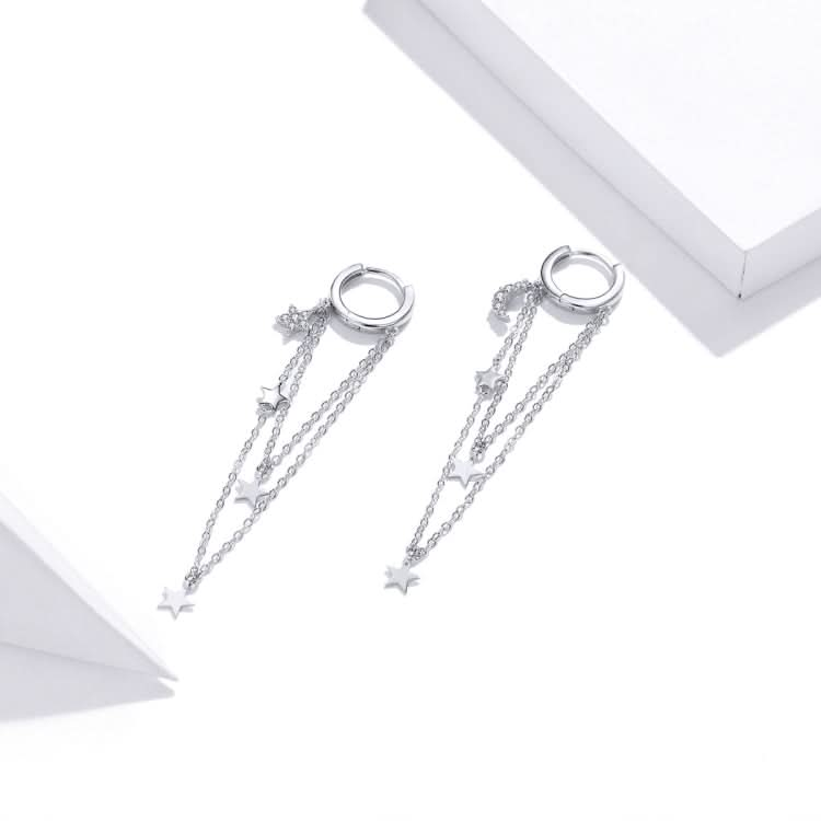 S925 Sterling Silver Star Moon Tassel Women Earrings Reluova