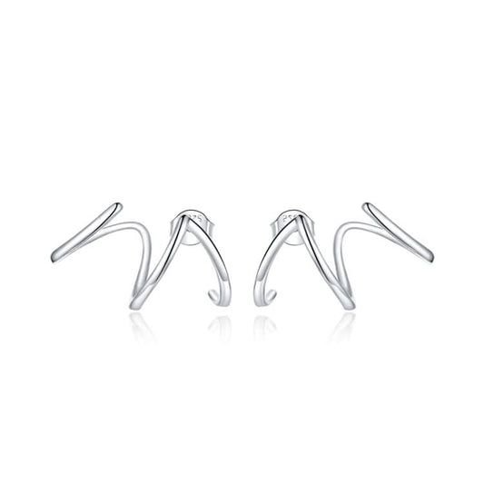 S925 Sterling Silver Simple Style Lines Women Earrings Reluova