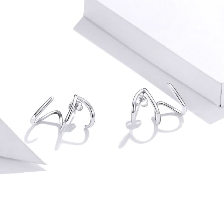 S925 Sterling Silver Simple Style Lines Women Earrings Reluova